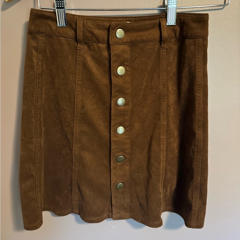 #Mossimo Front Button Up Brown Mini Skirt. Size 0.